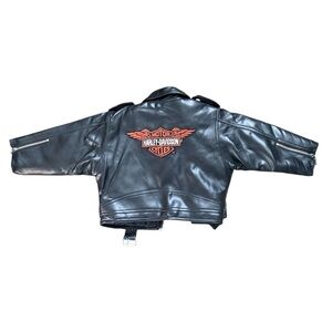 🌵Harley-Davidson Kids “Born To Ride” Black Leather Motorcycle Jacket 2T🌵